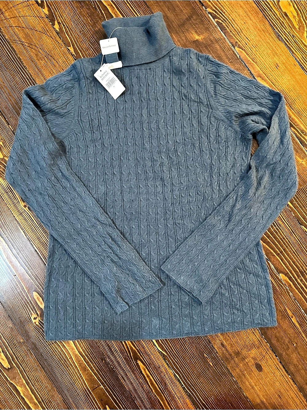 Banana Republic Cable Knit Turtleneck in Grey/Blue XL NWT